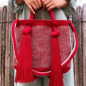 Mochila Grande Matizada Rojo & Gris Claro