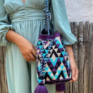 Mochila Mediana de Diseño Multicolor Morado