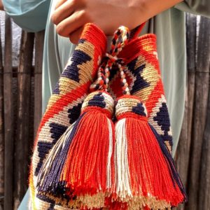 Mochila Mediana de Diseño Multicolor Naranja